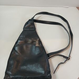 Sleek Black Leather Unisex Backpack Bag By Pelle STUDIO